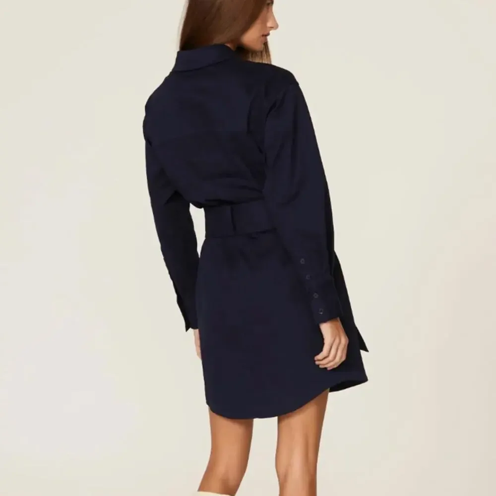Marissa Webb Denim Shirt Dress SMALL Blue Jean Mini Western Belt Designer $345 - Picture 3 of 9